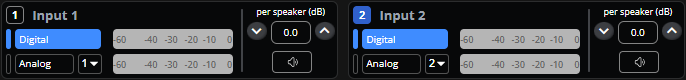 two inputs with mute toggles unmuted.