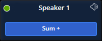 speaker with sum plus displayed on the interactive button.