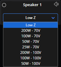 speaker device mode drop down menu